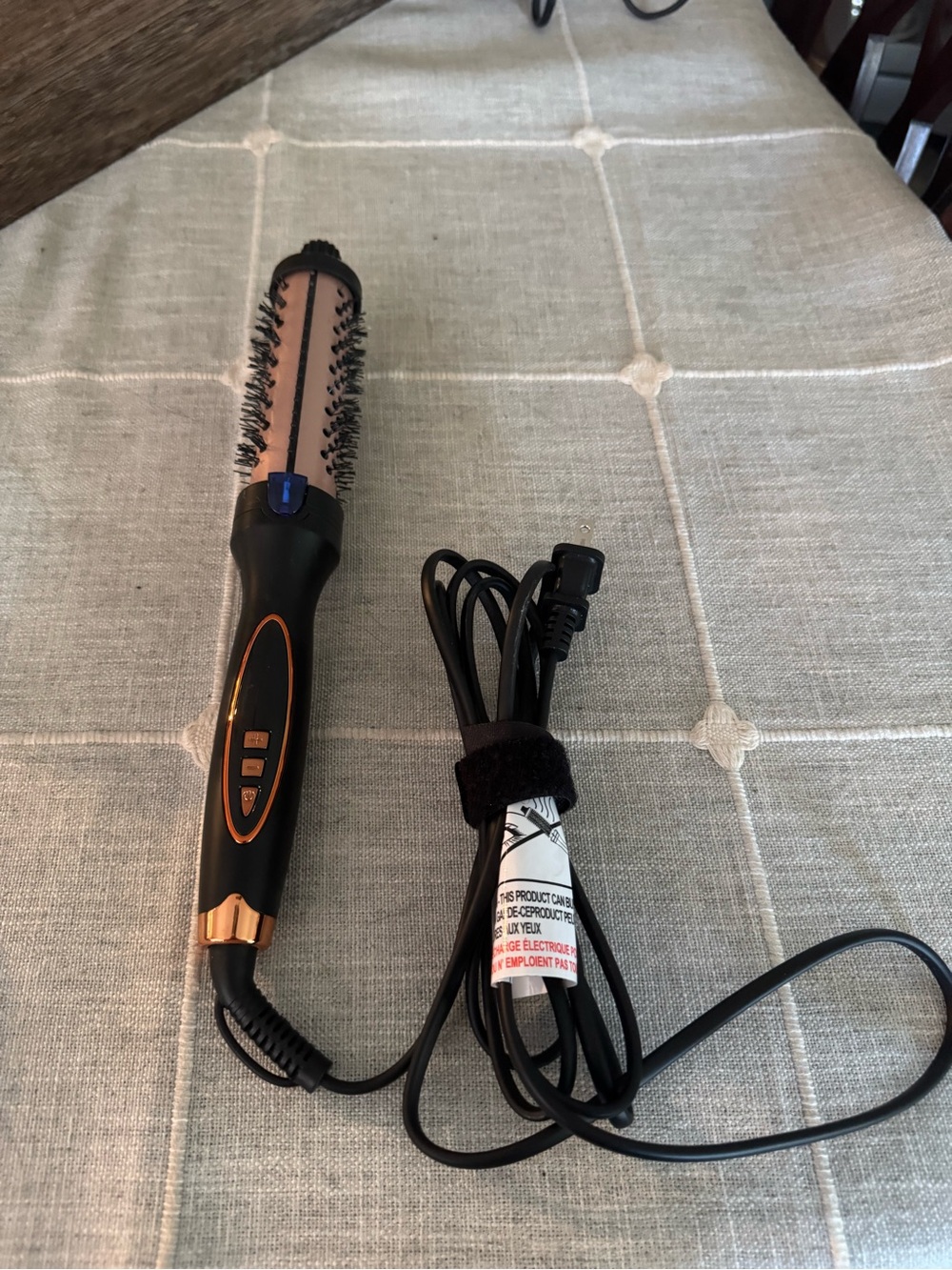 Black and Rose Gold Heated Round Hair Brush Styler